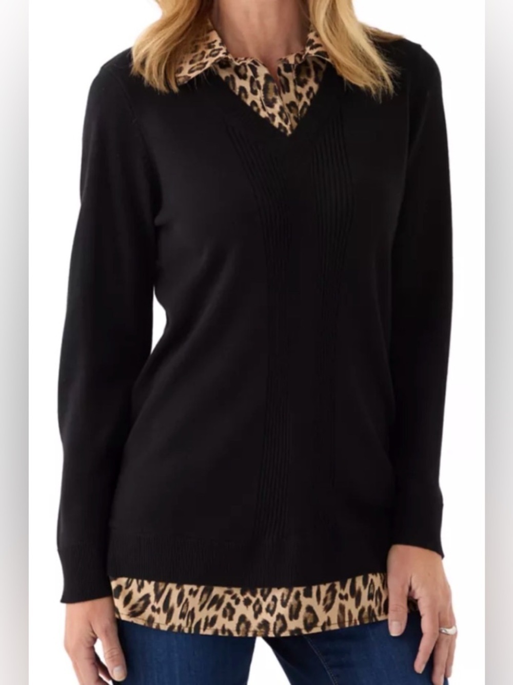 Equipment V-Neck Long Sleeve Wool & Silk Shirt Sweater Leopard Size Medium